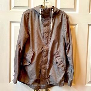 GRAY JACKET with LINED HOOD ZIPPER AND SNAP by DIVIDED SIZE SMALL